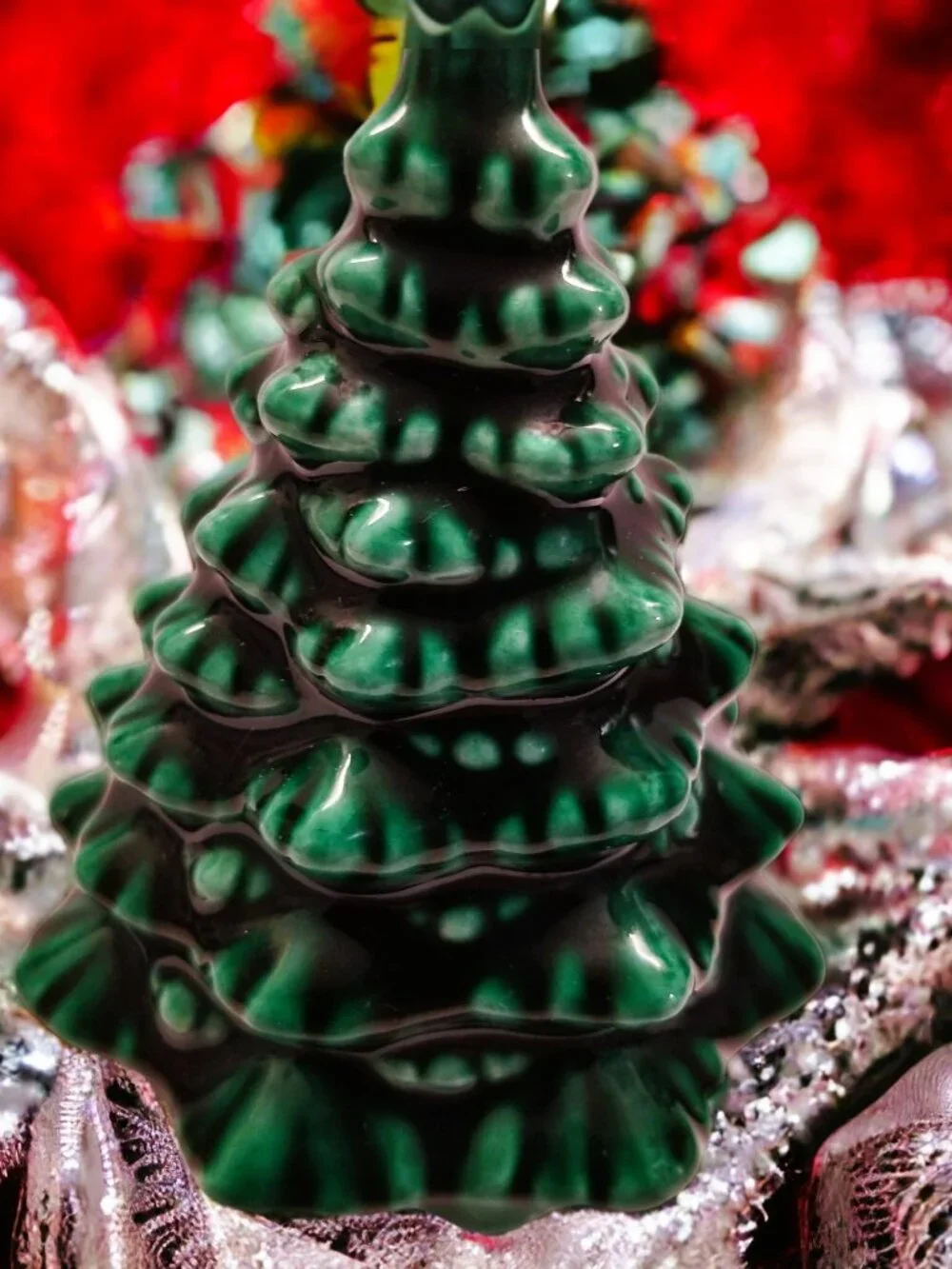 Mini Green Ceramic Christmas Tree Handcrafted Signed Studio Pottery Decor